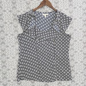 Banana Republic Ruffle Faux Wrap Pattern Chiffon Sleeveless Blouse L